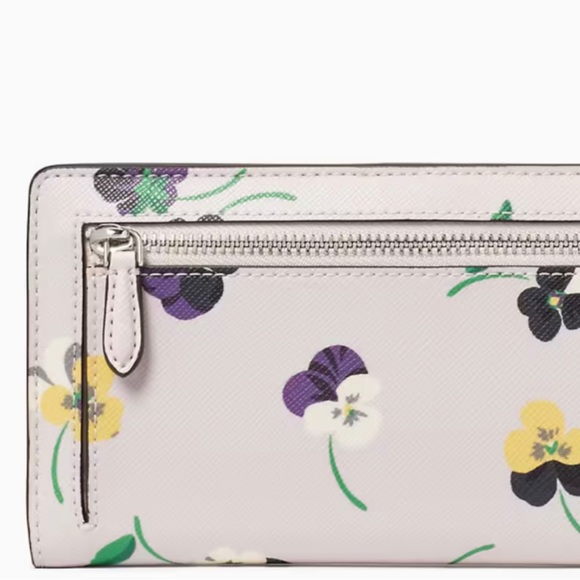 ♠️kate spade Dana Large Slim Bifold Wallet Floral Pansy - Picture 6 of 16